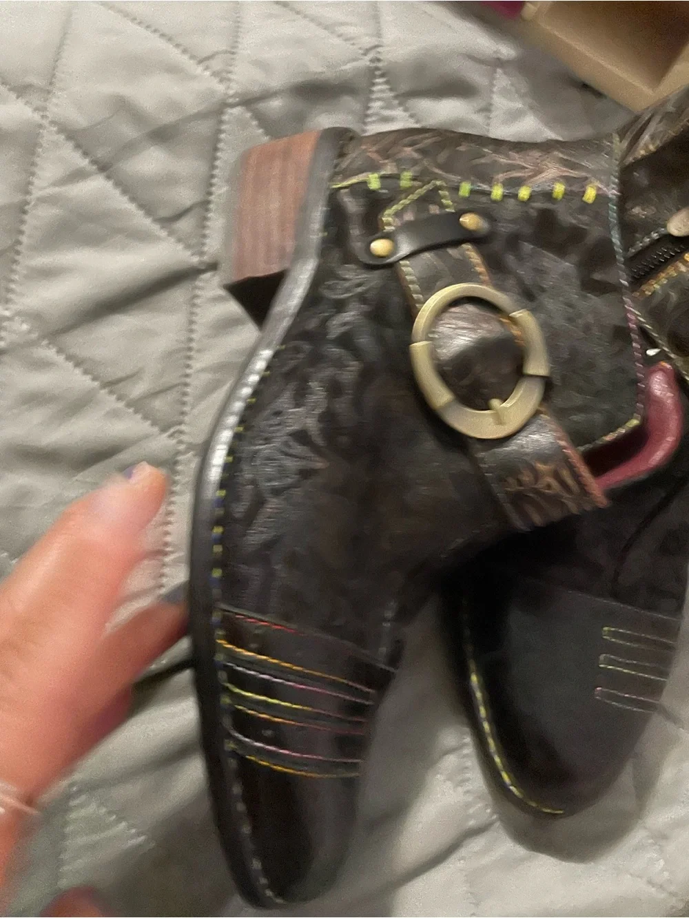 Black Women's Ankle Boots with Decorative Buckle